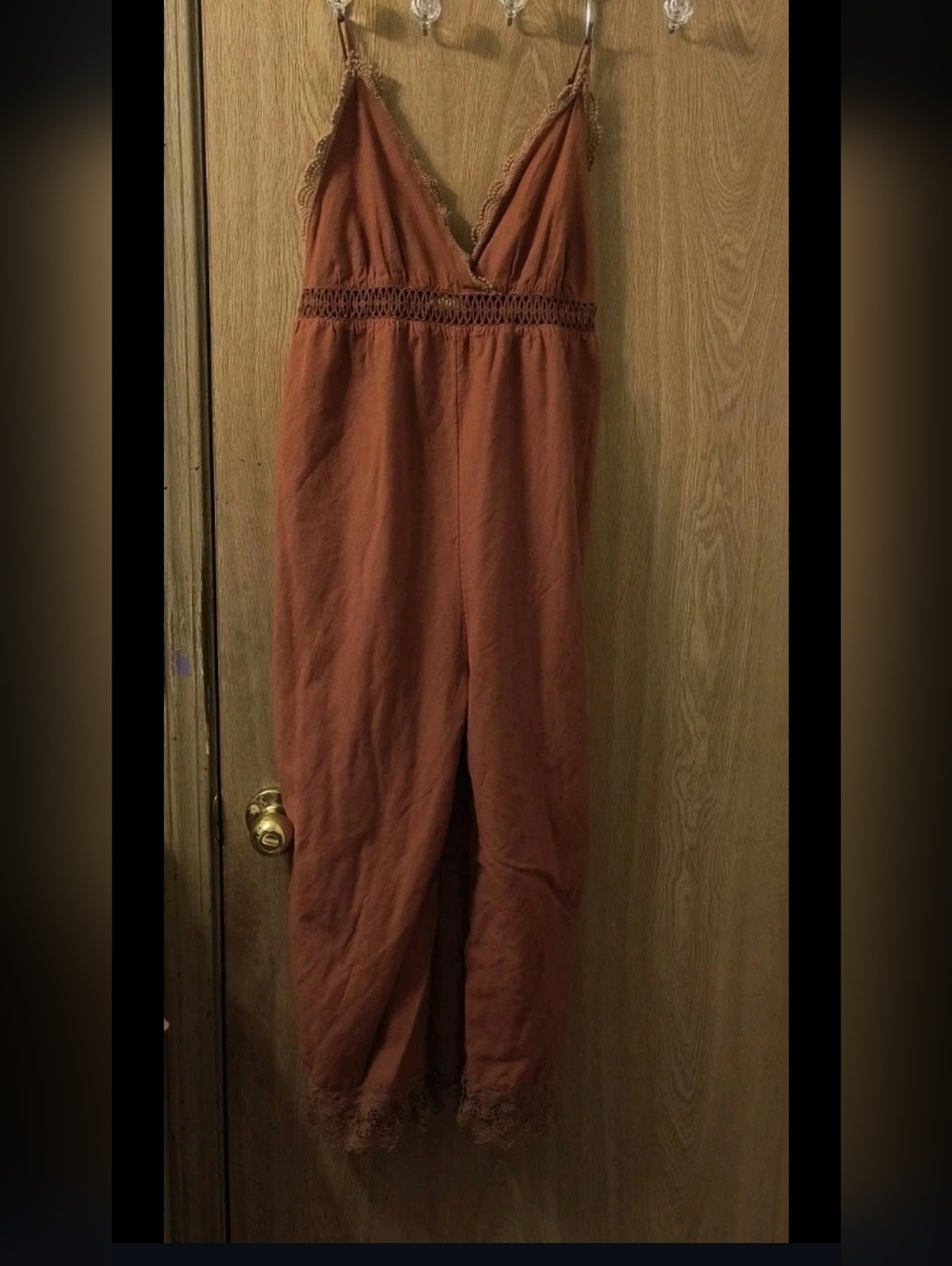 Billabong Lace & Lies Wide Leg Jumpsuit - Rust/Terracotta - Medium - Picture 9 of 9